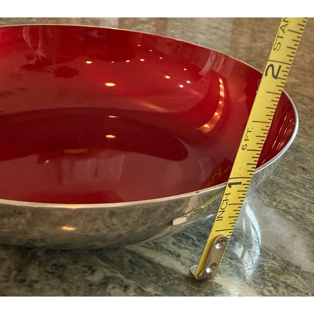 Vintage Reed‎ & Barton Silverplate Red Glass Snack Bowl Pinecone Candy Dish